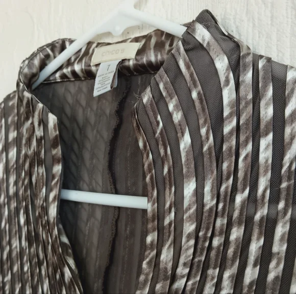 Chico's Julianne Jacket Zip Up Stretchy Boho Lightweight Sexy Shiny Mesh Animal - Picture 4 of 12